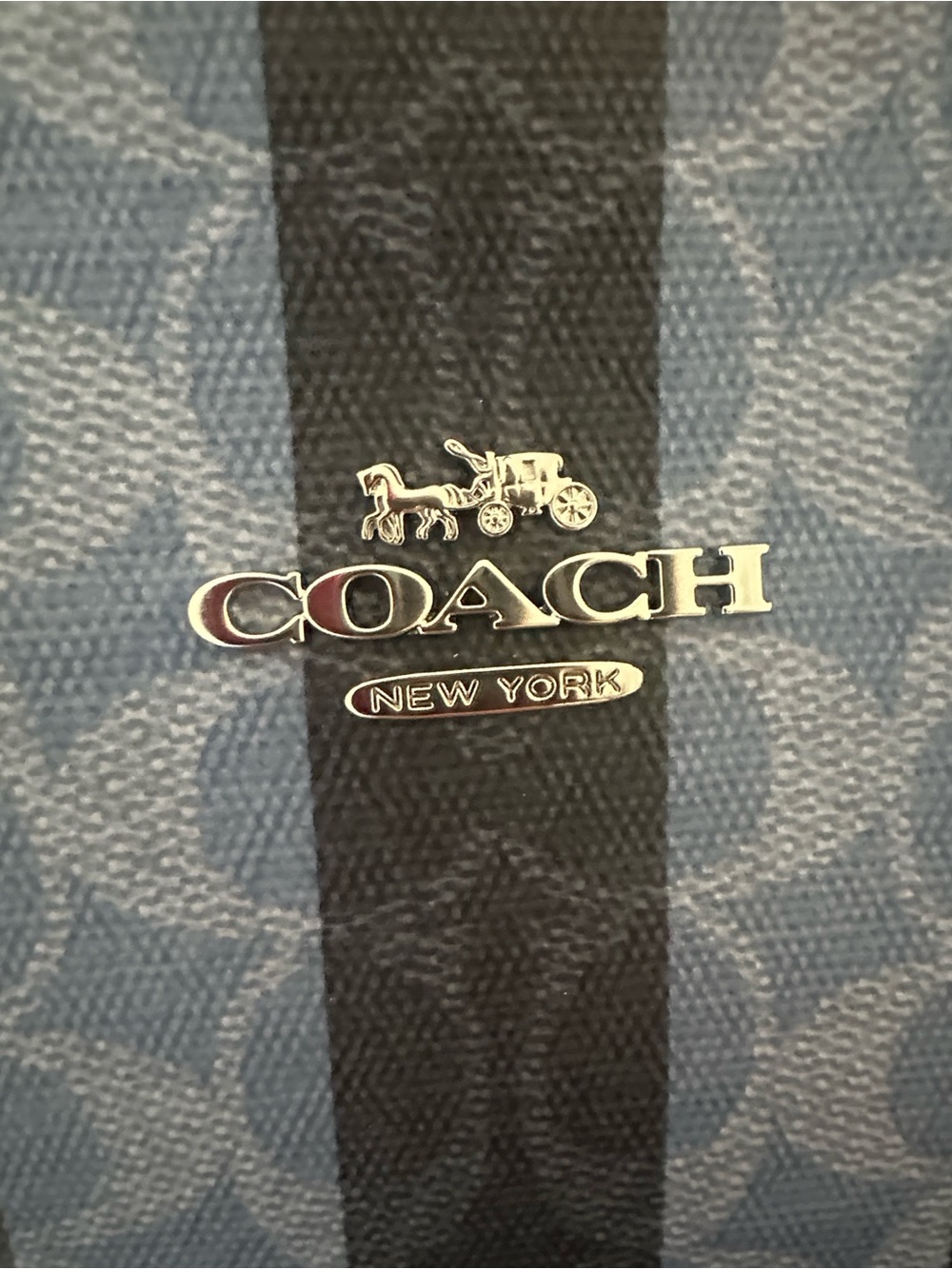COACH SIGNATURE LARGE CITY TOTE DENIM WITH BLUE STRIPES PATTERN - Picture 2 of 9